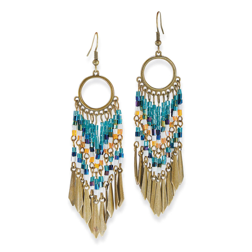 Beaded Feather Earrings