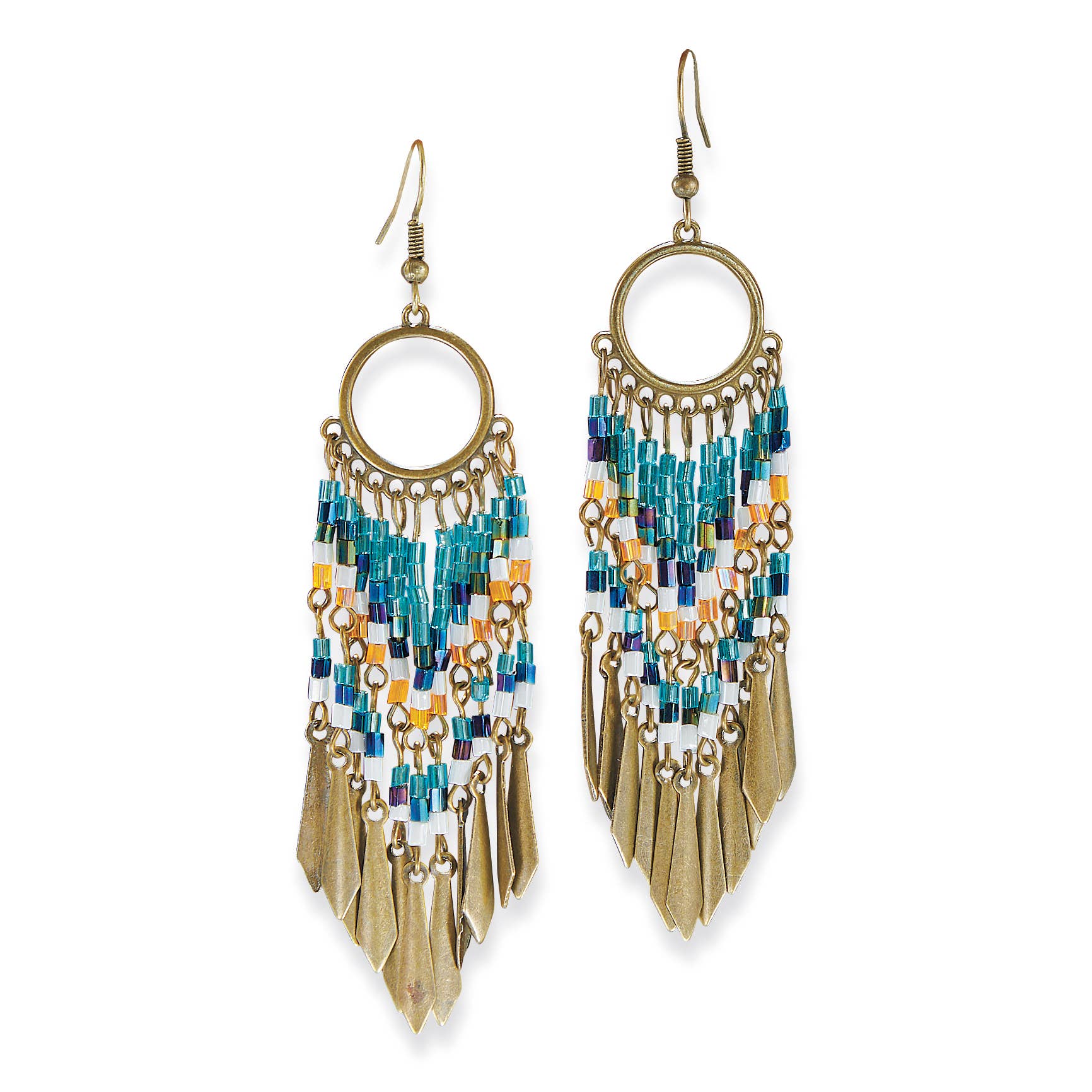 Beaded Feather Earrings