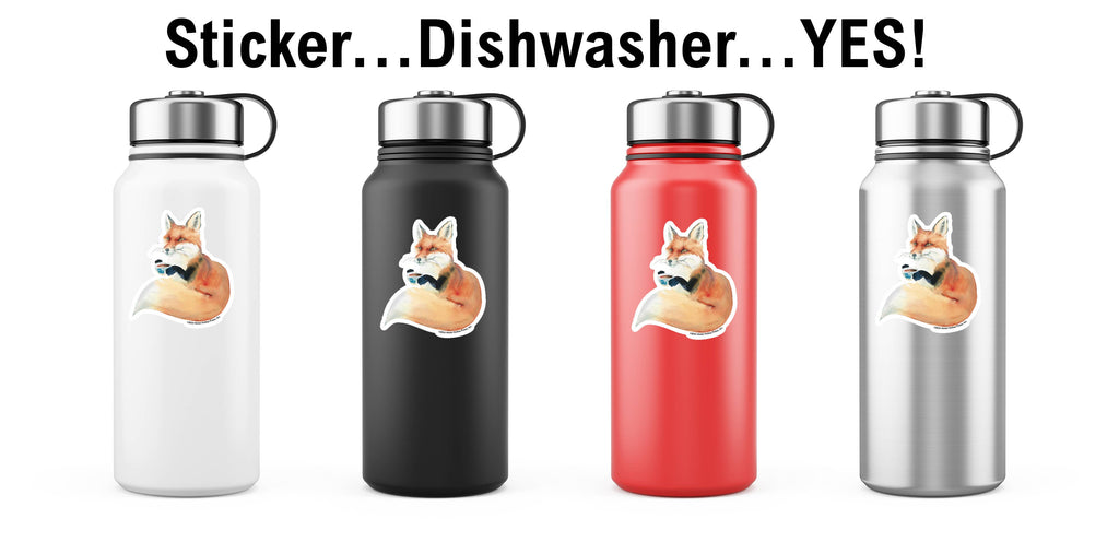 Fox Sticker Waterproof 3" "Fox & Coffee"