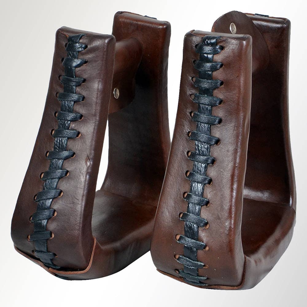 HILASON Horse Western Saddle Leather Stirrups Pair | for Barrel Racing Horses