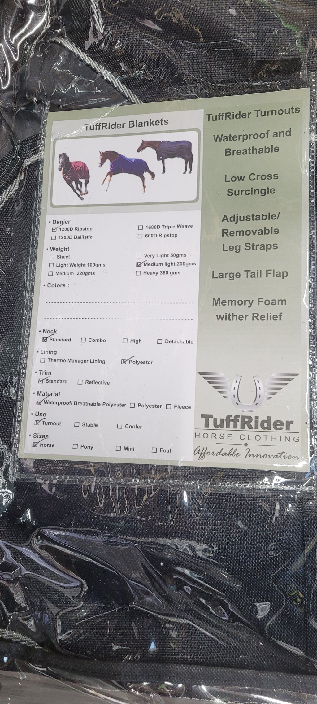 HORSE BLANKET TURN OUT WATERPROOF 69"