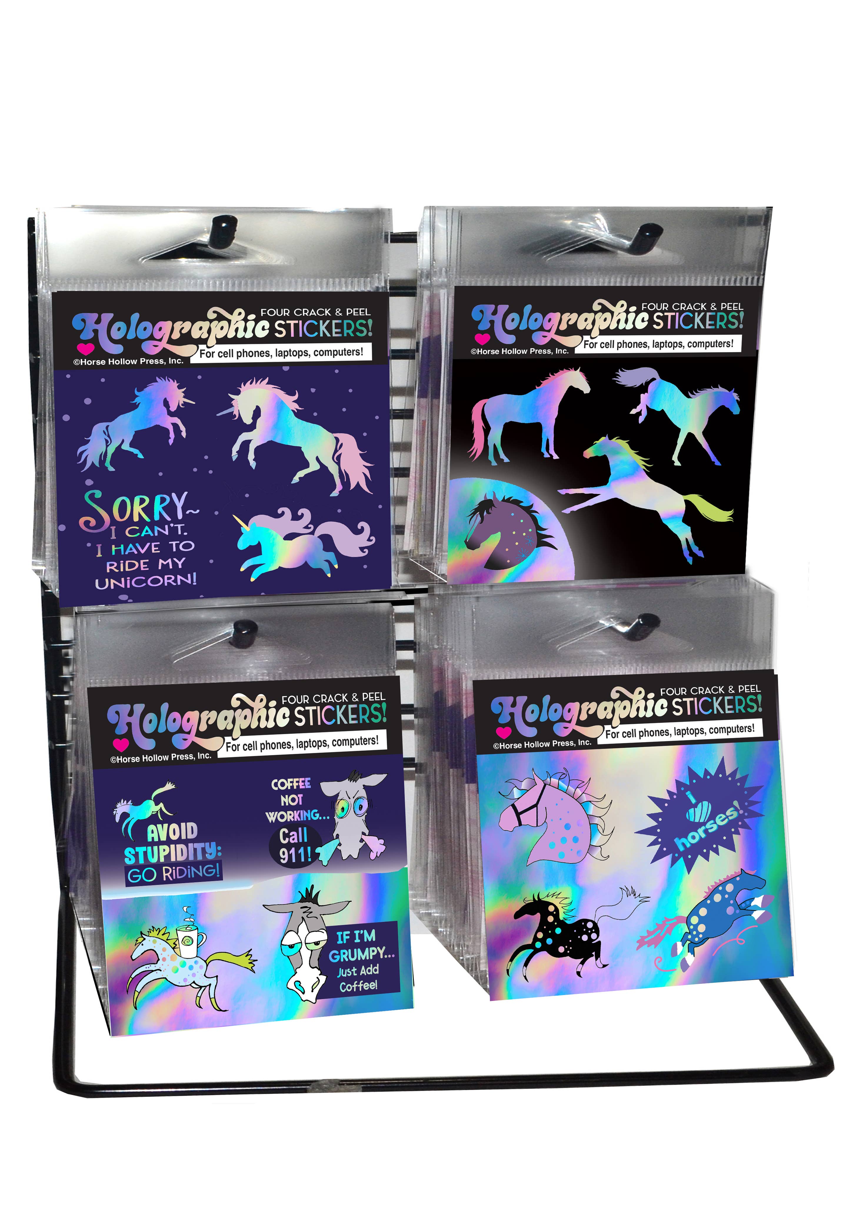 Holographic Sticker Sheet "Coffee" 4 peel-off stickers