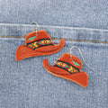 Faux Tooled Leather Cowboy Hat Earrings