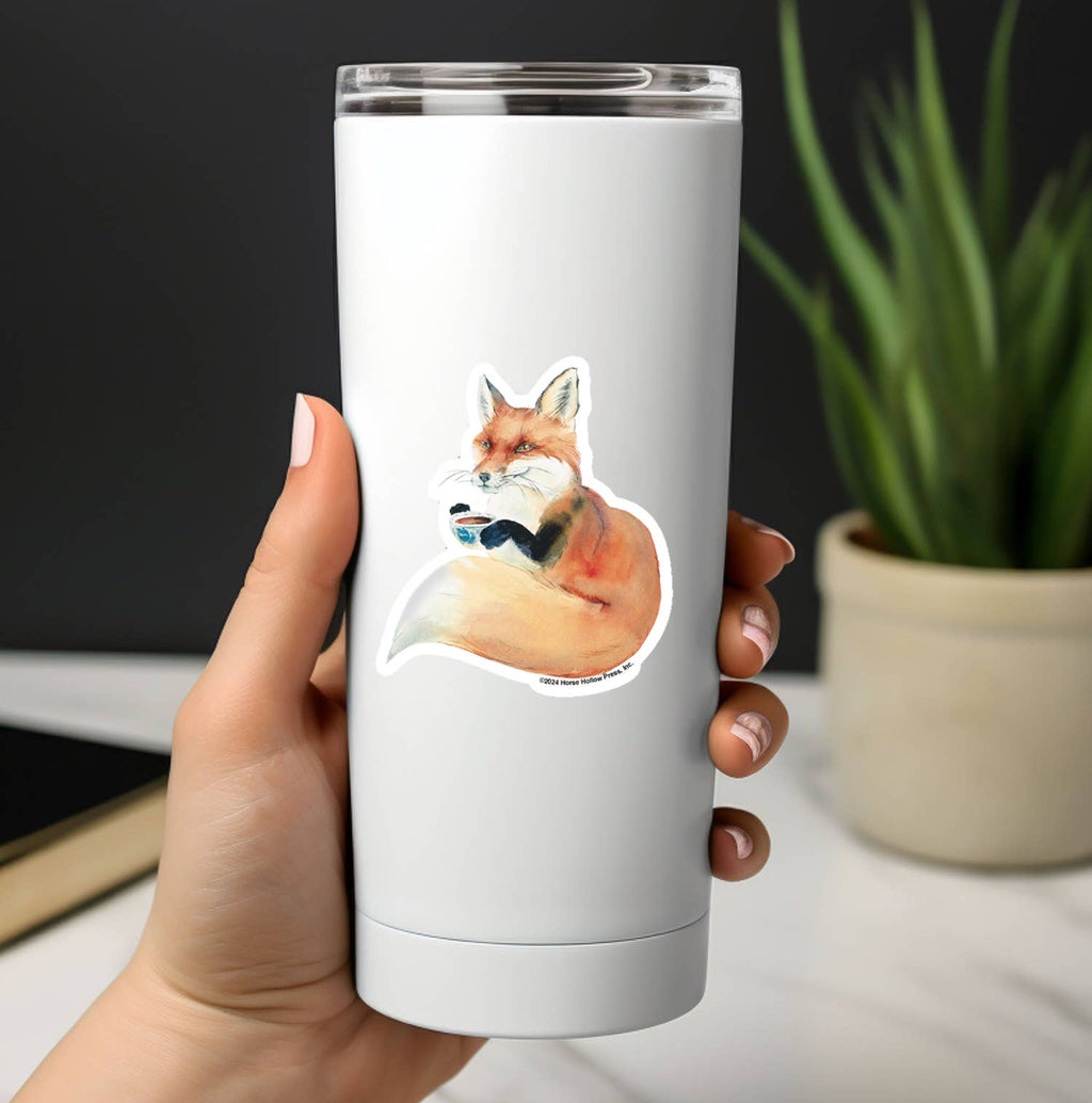 Fox Sticker Waterproof 3" "Fox & Coffee"