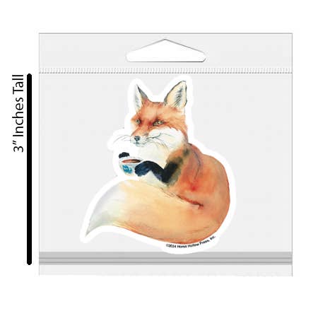 Fox Sticker Waterproof 3" "Fox & Coffee"