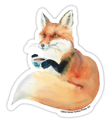 Fox Sticker Waterproof 3" "Fox & Coffee"