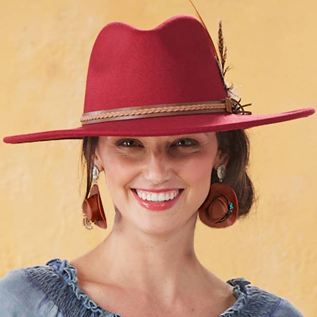 Feathered Cowgirl Hat Earrings