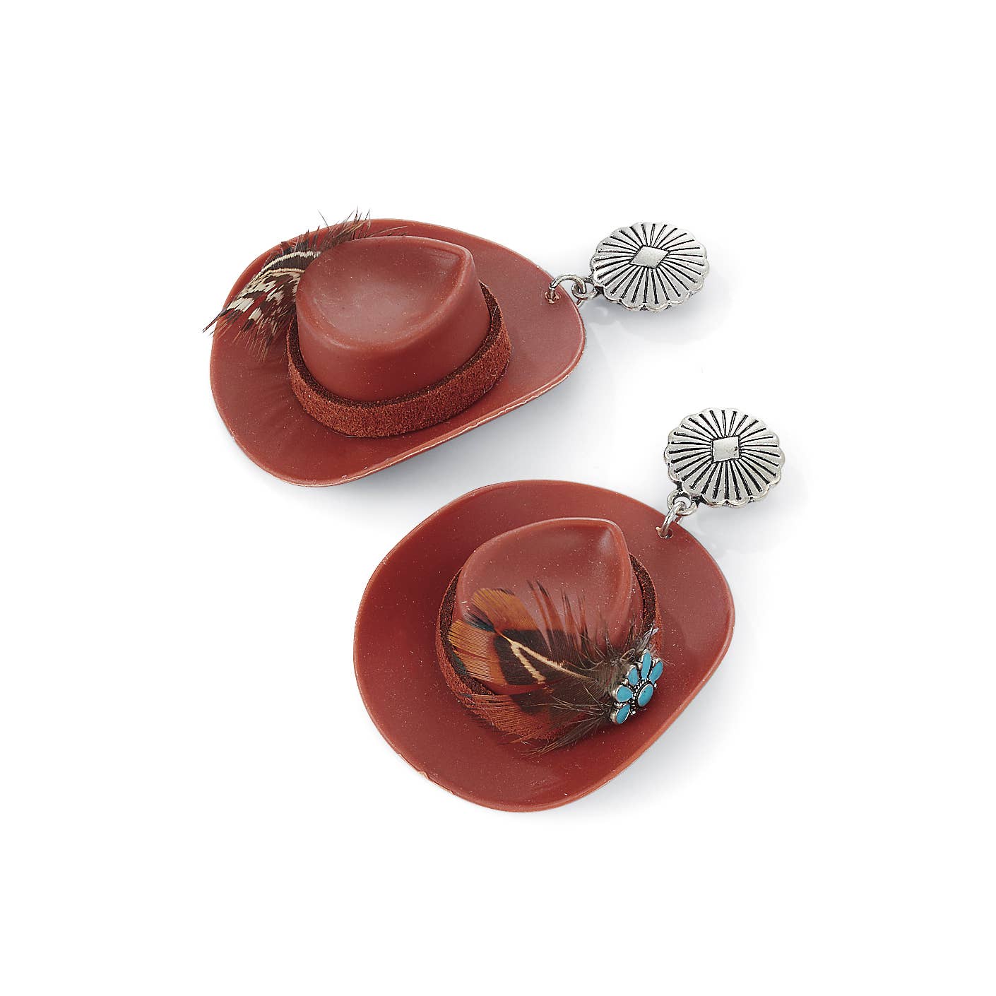 Feathered Cowgirl Hat Earrings
