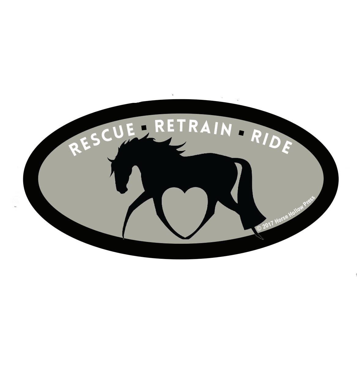 Horse  Laptop, Cell Phone & Helmet Sticker "Rescue, Retain, Ride"
