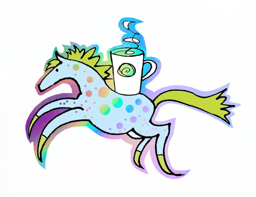 Holographic Sticker Sheet "Coffee" 4 peel-off stickers