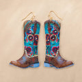 Genuine Leather & Rhinestone Cowgirl Boot Earrings