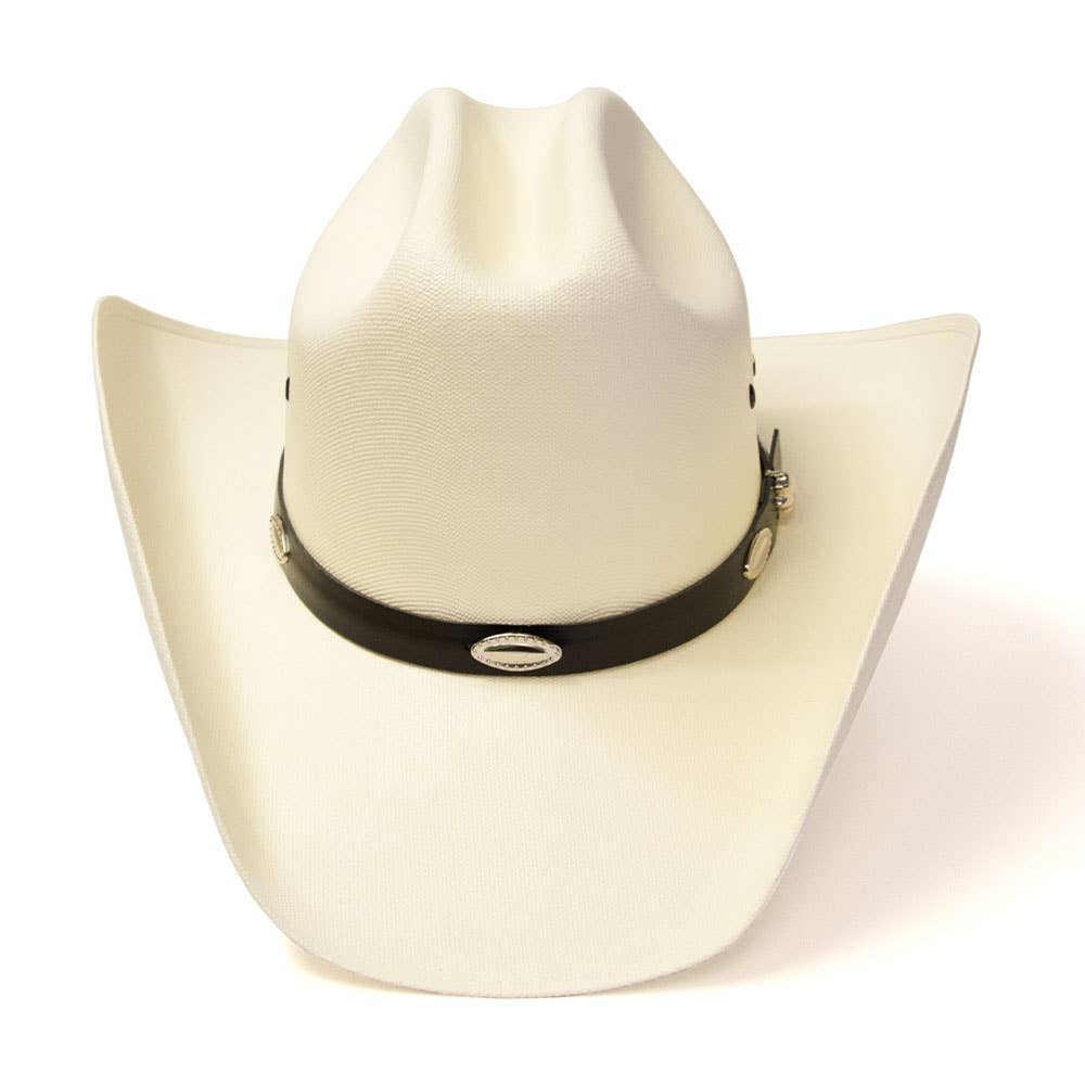 Western Cattleman Straw Hat with Silver Concho Band