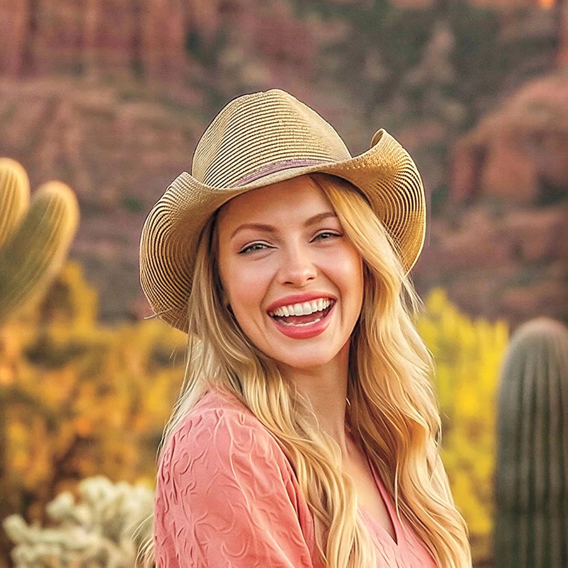 Country Straw & Bow Cowgirl Hat