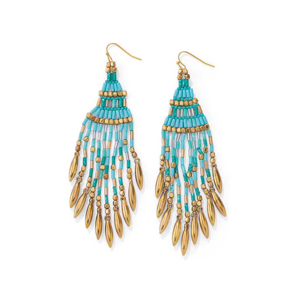 Gold & Turquoise Seedbead Earrings