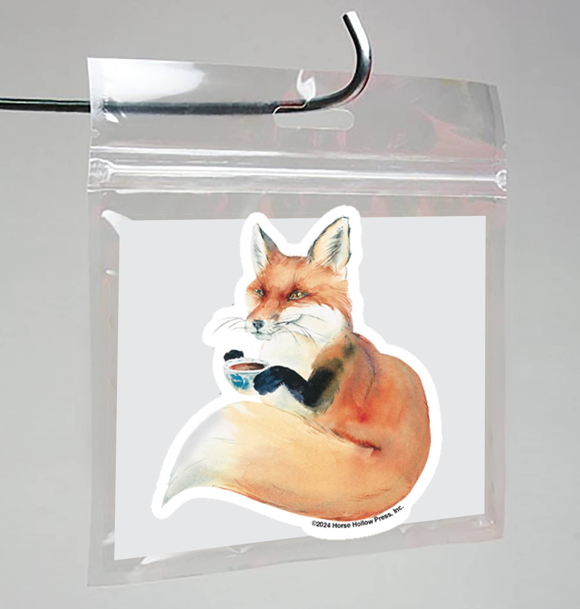 Fox Sticker Waterproof 3" "Fox & Coffee"