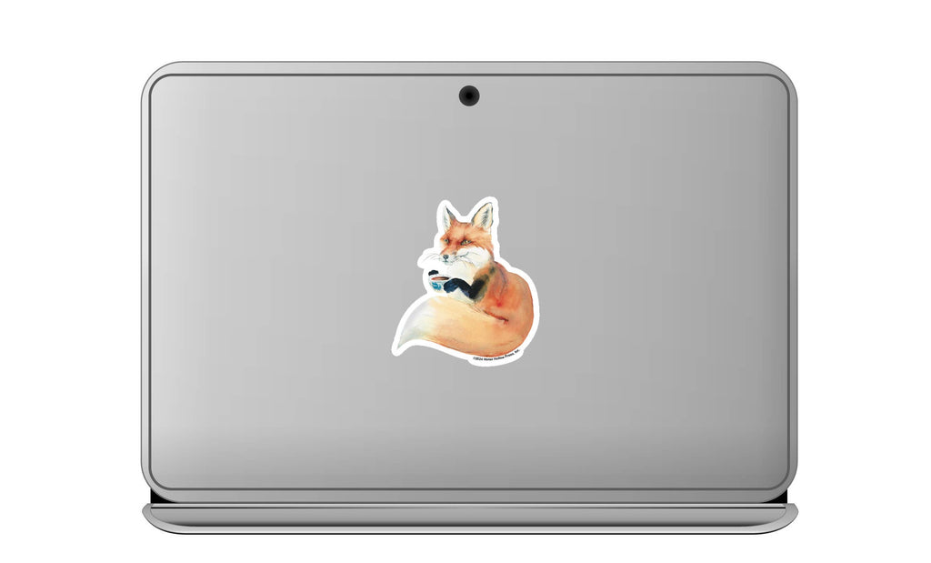 Fox Sticker Waterproof 3" "Fox & Coffee"