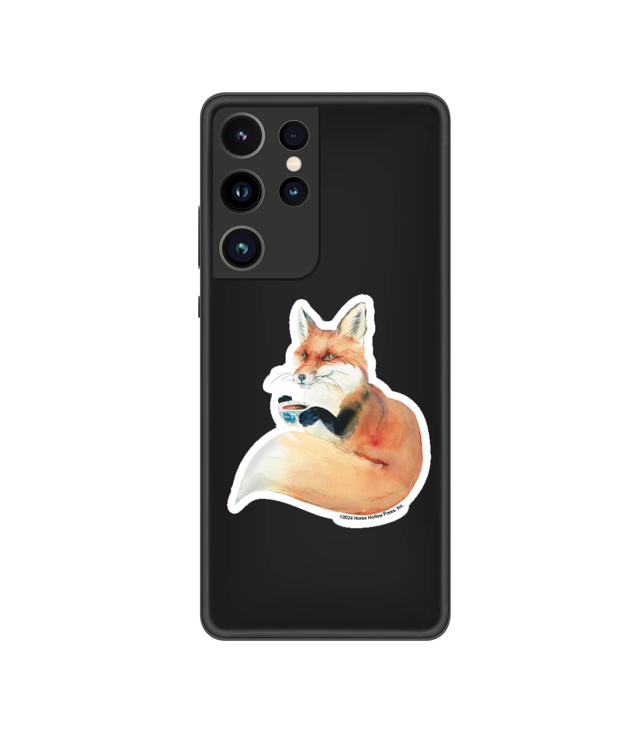 Fox Sticker Waterproof 3" "Fox & Coffee"