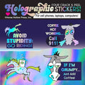 Holographic Sticker Sheet "Coffee" 4 peel-off stickers