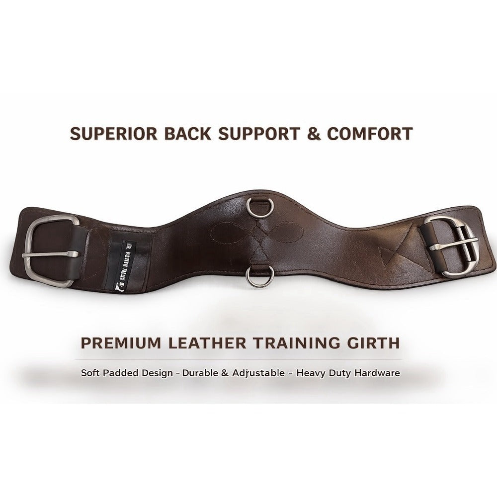 Total Saddle Fit Contoured Leather Horse Girth Brown w/ 3 D Rings Adjustable