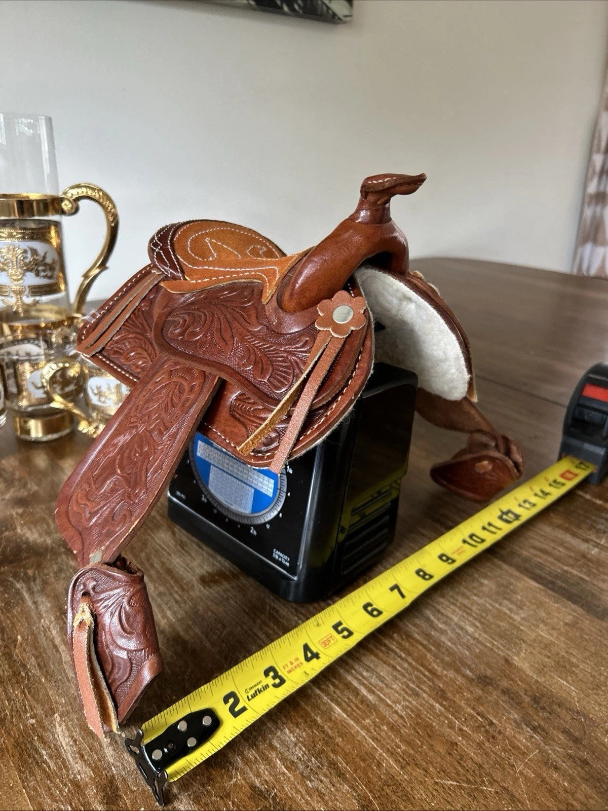 Hand Tooled Leather 5" Western Saddle (DISPLAY PURPOSES)