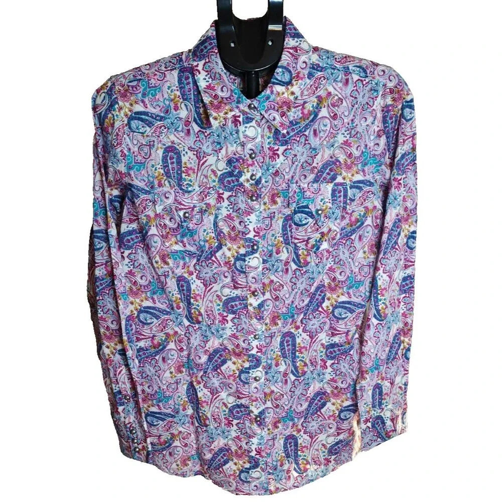 Ariat Shirt Women's XL Paisley Long Sleeve Pearl Snap Rodeo/Western Top