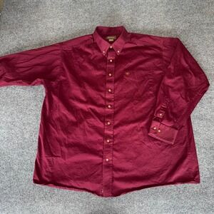 Ariat Shirt Mens XXL Burgundy Long Sleeve Button Down Rodeo Cowboy Western Ranch