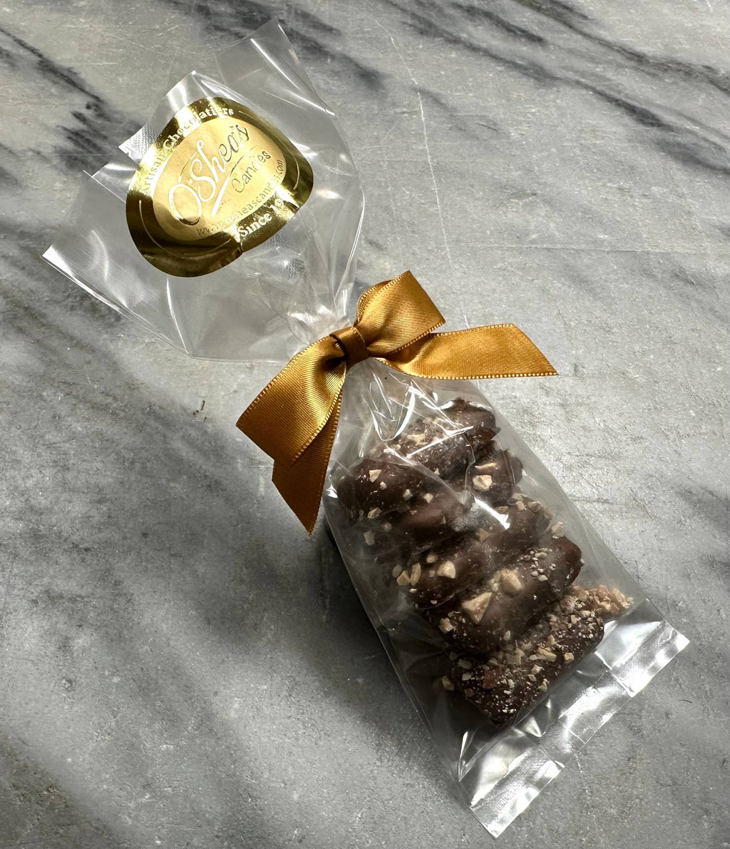 Milk Choc Almond Butter Toffee Squares 5PK Bag w/ Satin Bow