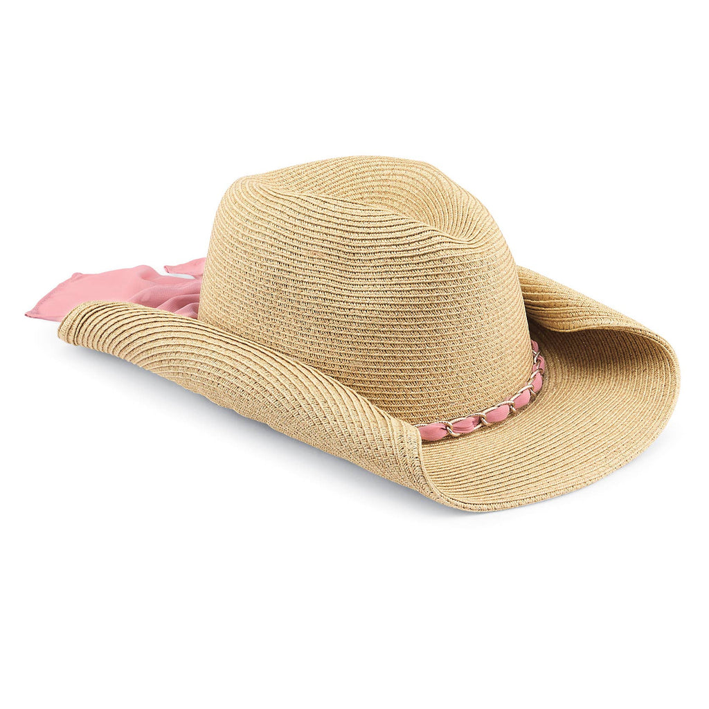 Country Straw & Bow Cowgirl Hat