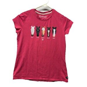 ARIAT Girls Pink Shirt Horse Equestrian Graphic Double Logo (Children's)