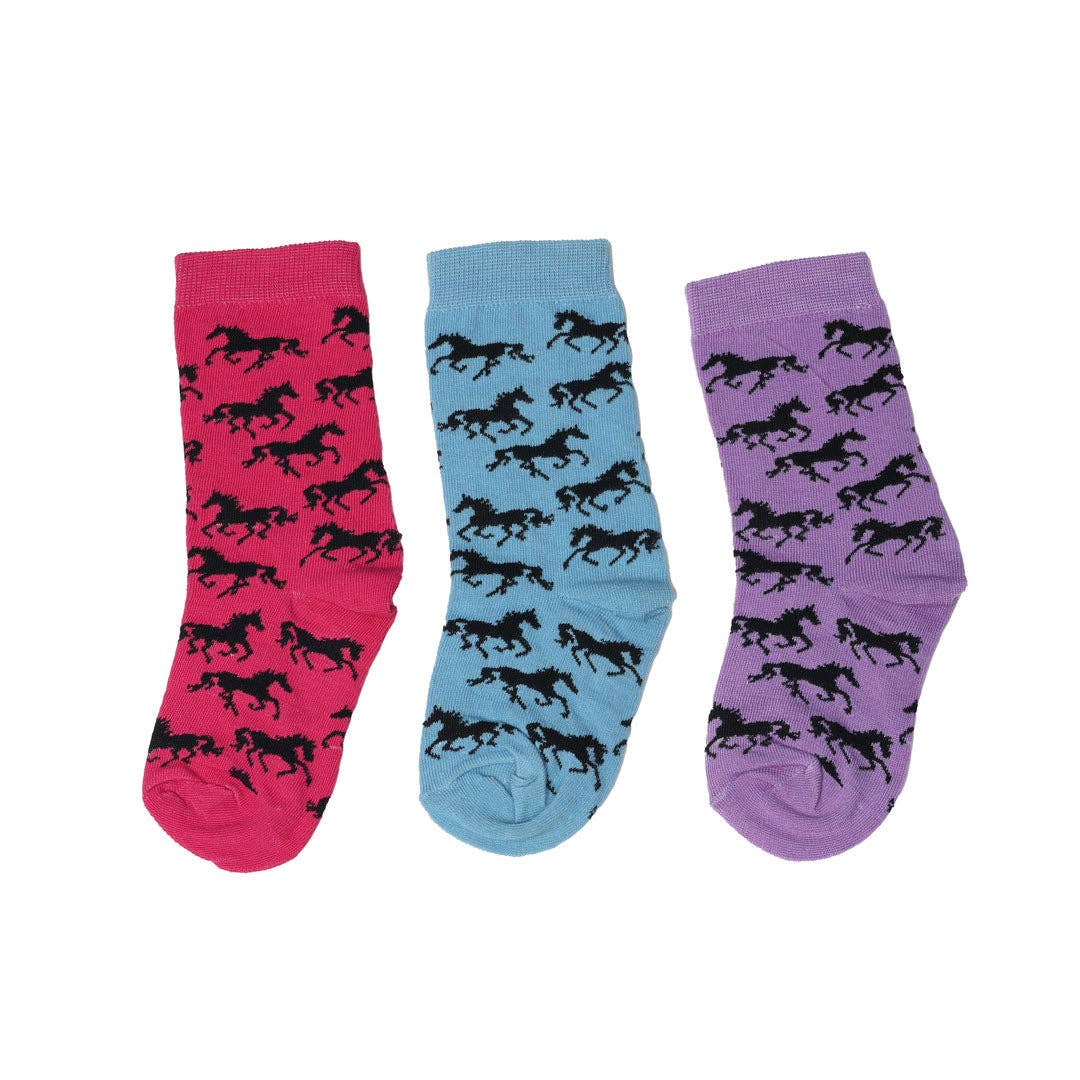 AWST Int'l "Lila" Galloping Horses Crew Socks (Children's)