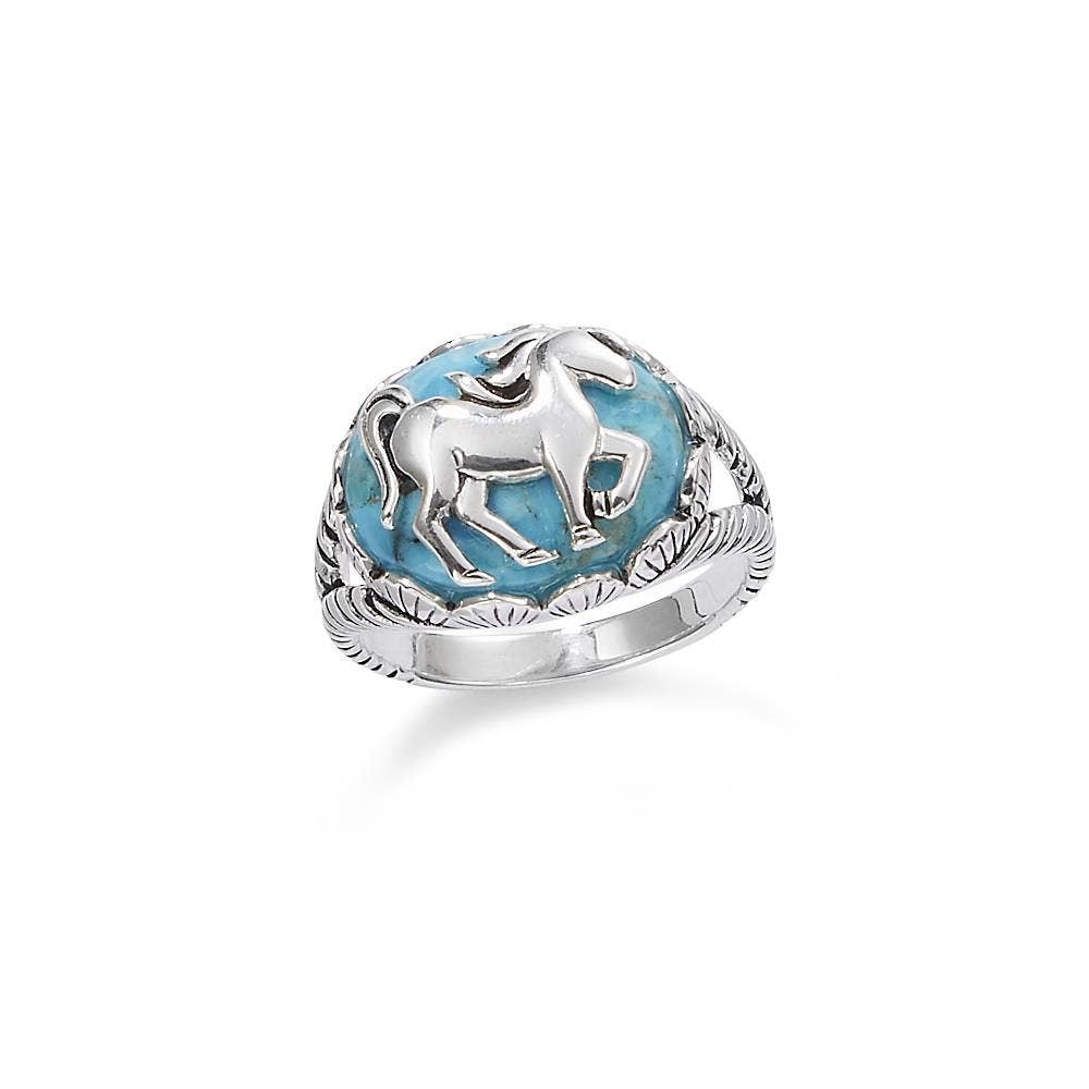 Sterling Silver & Turquoise Horse Ring