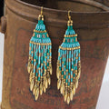 Gold & Turquoise Seedbead Earrings