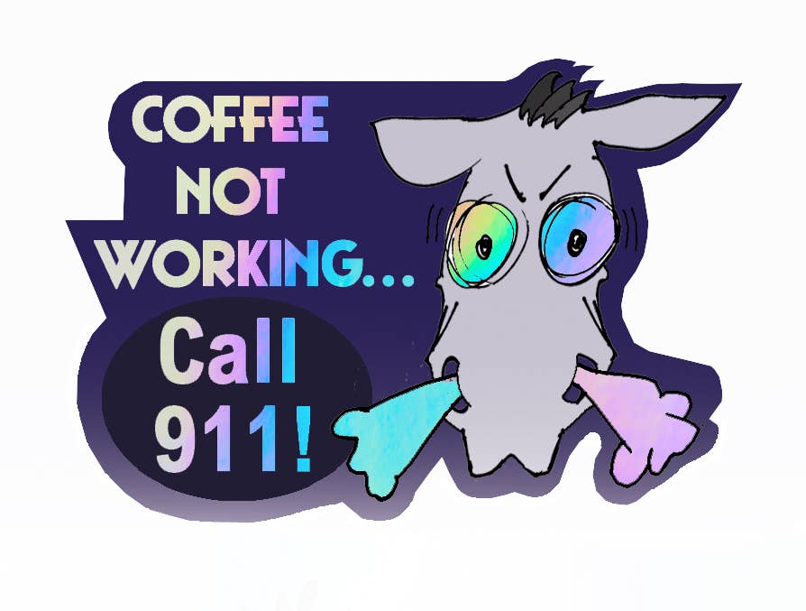 Holographic Sticker Sheet "Coffee" 4 peel-off stickers