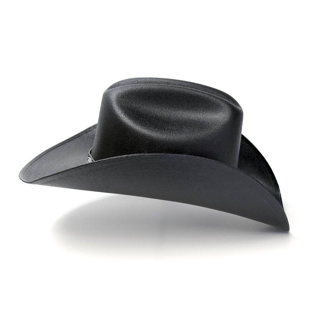 Black Straw Western Cattleman Hat with Silver Conchos