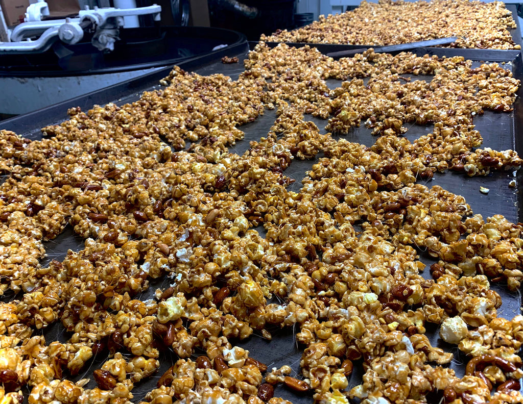 Homemade Caramel Corn with Almonds,Pretzels and Peanuts