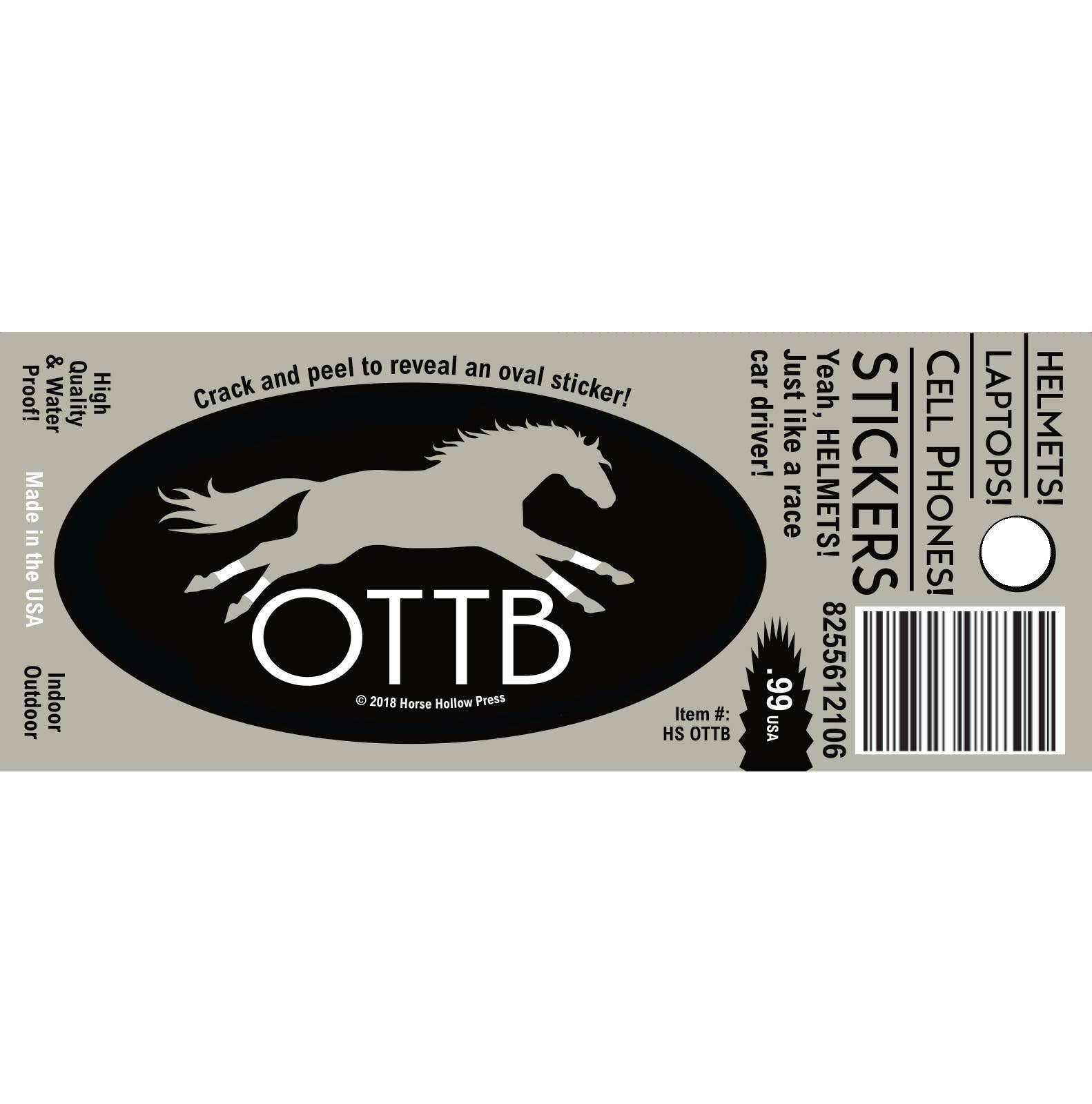 Horse OTTB Laptop, Cell Phone & Helmet Sticker "OTTB"