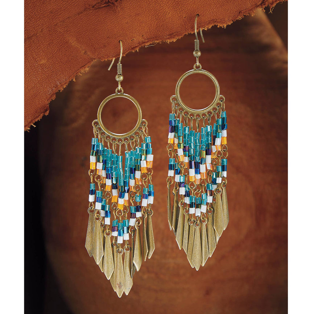 Beaded Feather Earrings