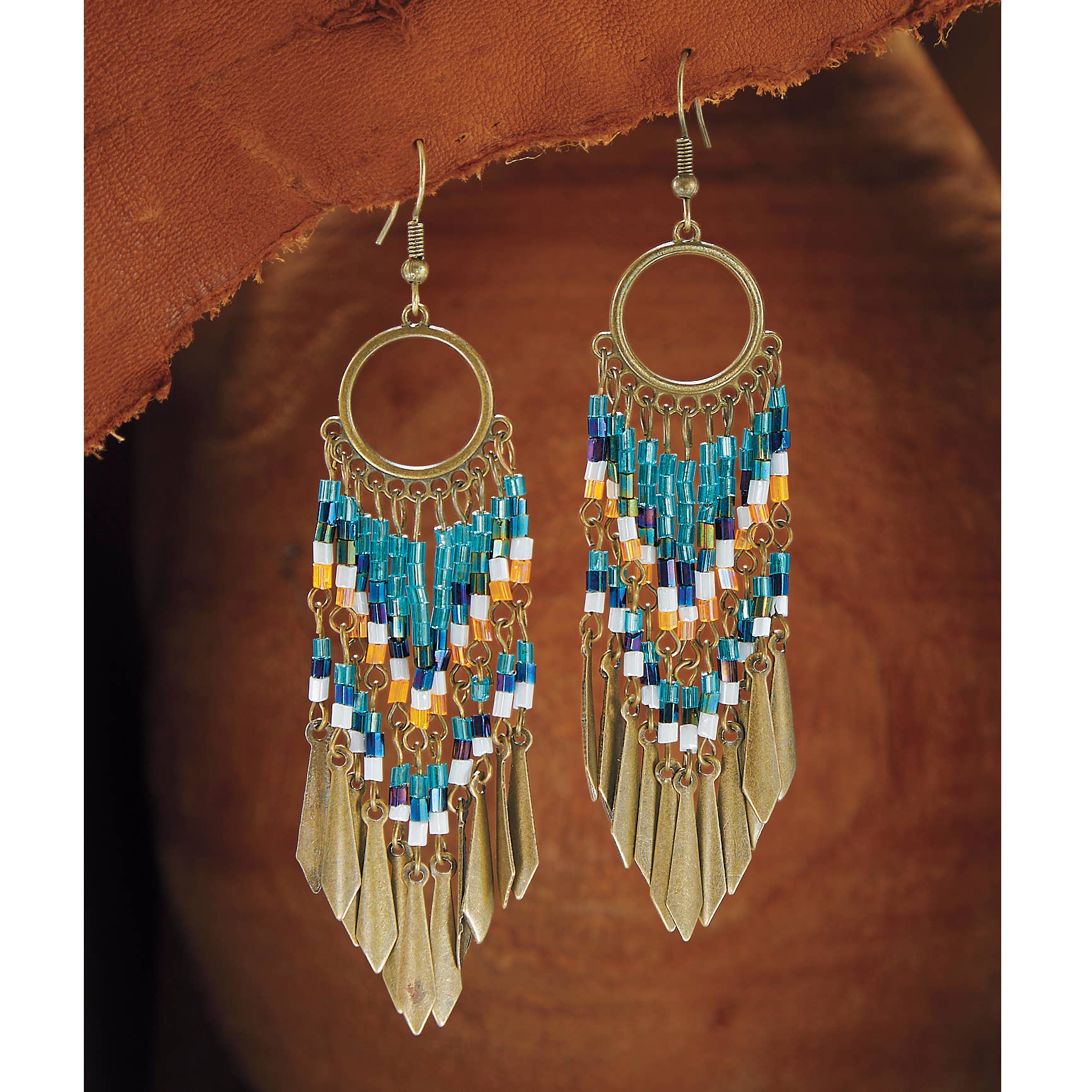 Beaded Feather Earrings