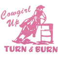 Made in the USA - Pink Cowgirl Up, Turn & Burn Sticker
