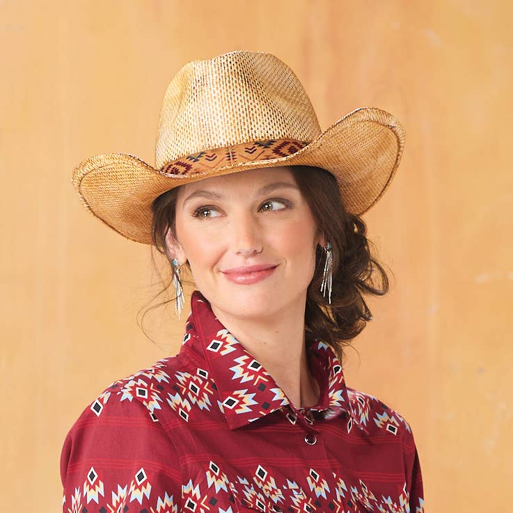 Southwest Band Straw Cowgirl Hat