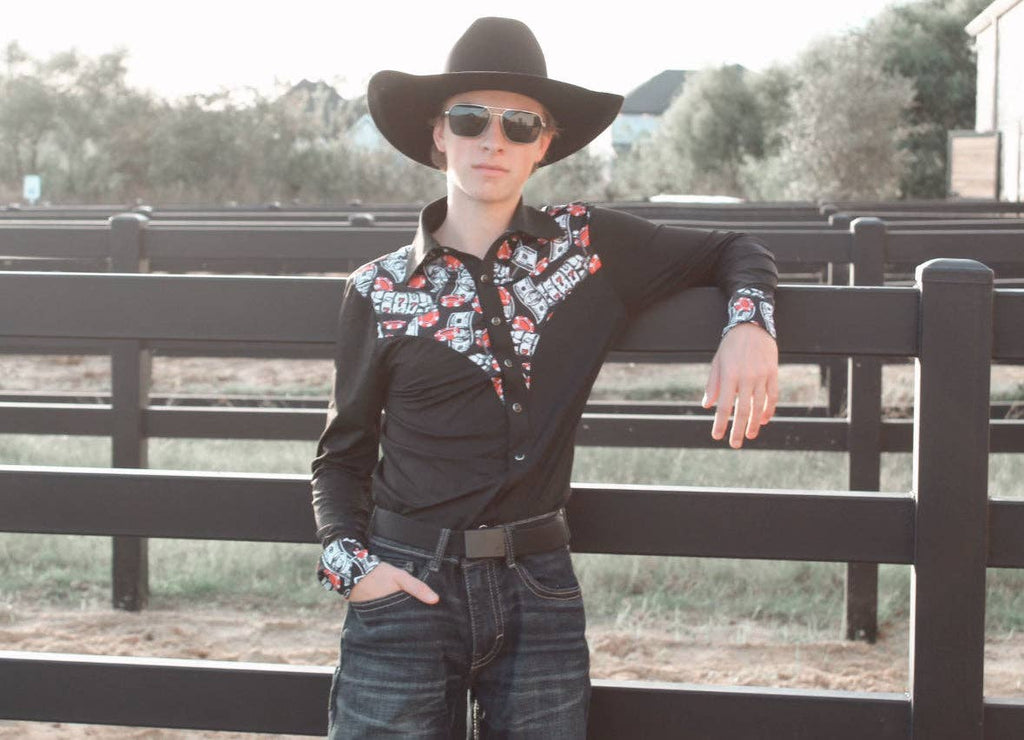 Mens Risky Business Pearl Snap Rodeo Shirt