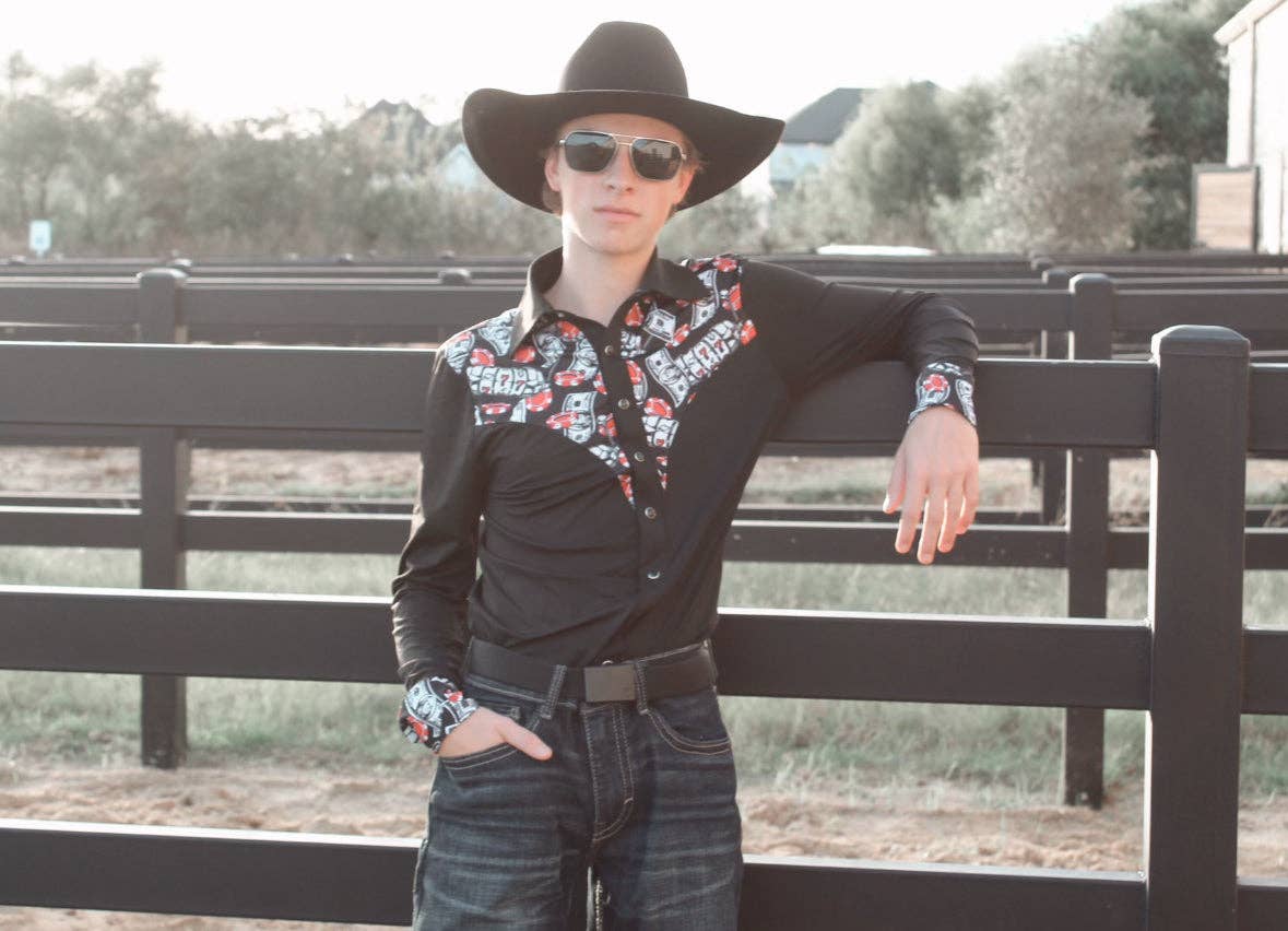 Mens Risky Business Pearl Snap Rodeo Shirt