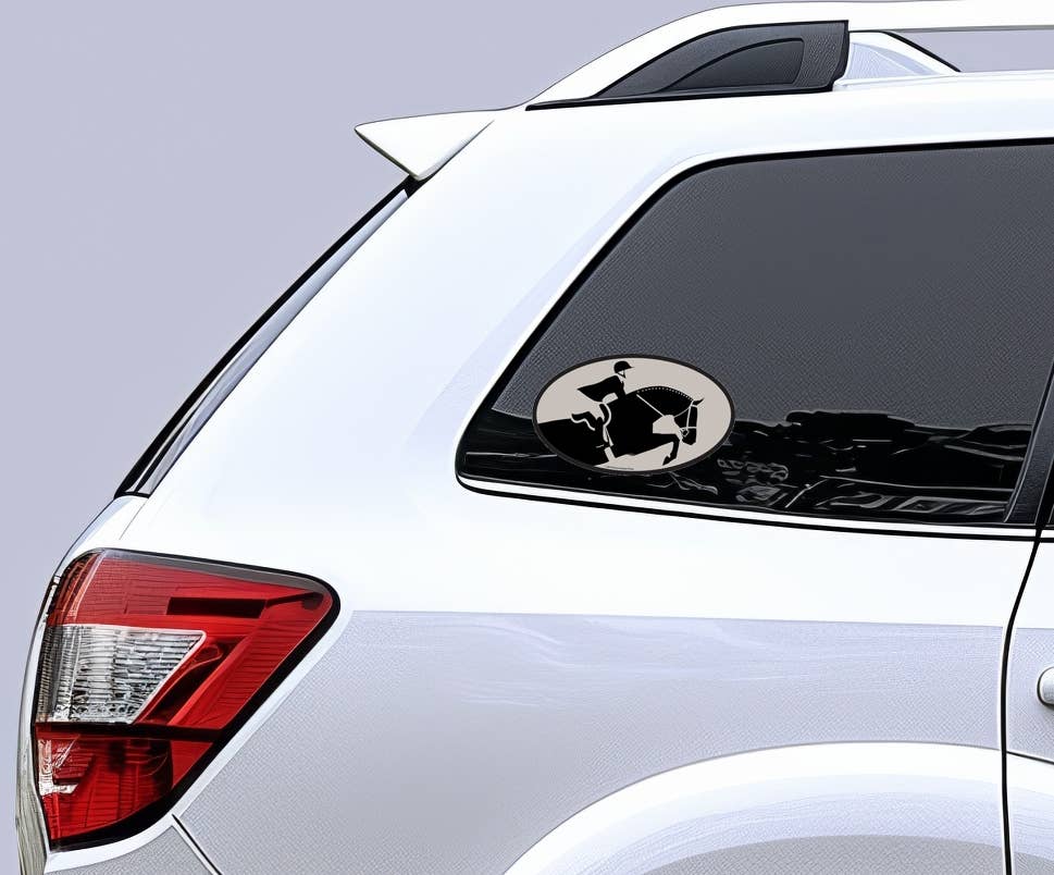 Oval Equestrian Horse Sticker (Waterproof) "Rider"