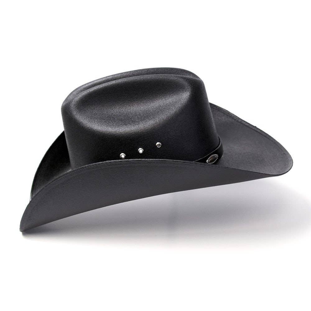 Black Straw Western Cattleman Hat with Silver Conchos