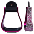 Hilason Western Aluminum Horse Riding Stirrups – Engraved Floral Design with Rubber Tread