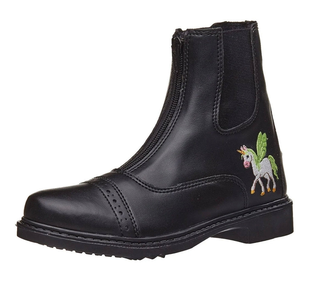 TuffRider Unicorn Starter Front Zip Paddock Boots (30127-BLK)(Children's)