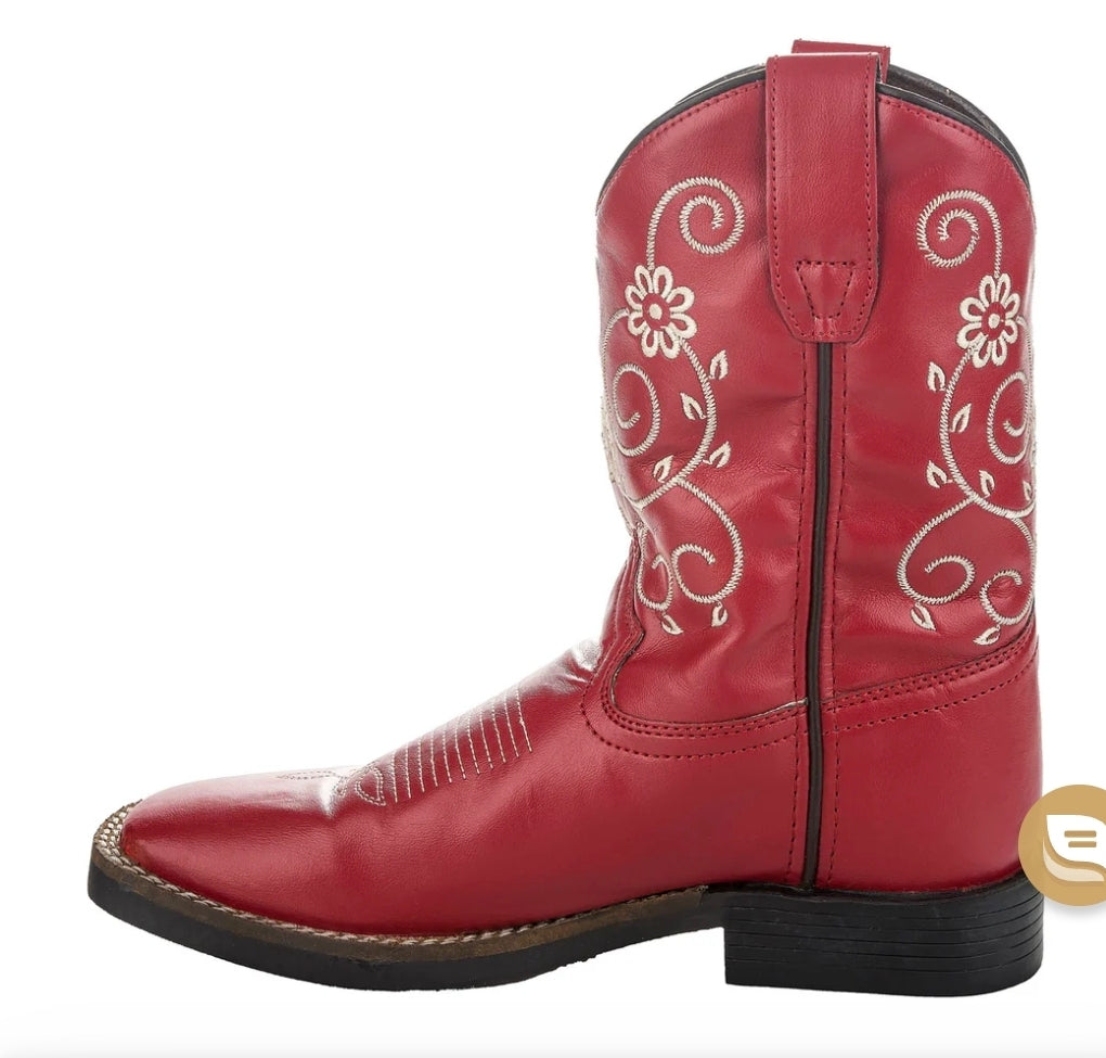 TuffRider Fire Red Floral Western Boot (Children's)