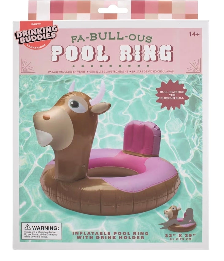 Fa-Bull-ous Floating Bull Pool Ring with Cup Holder