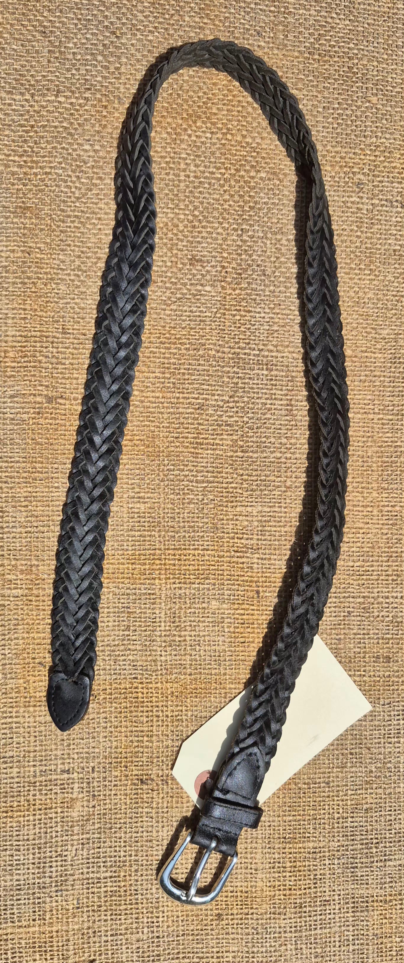 Braided Leather Belt, Size Medium