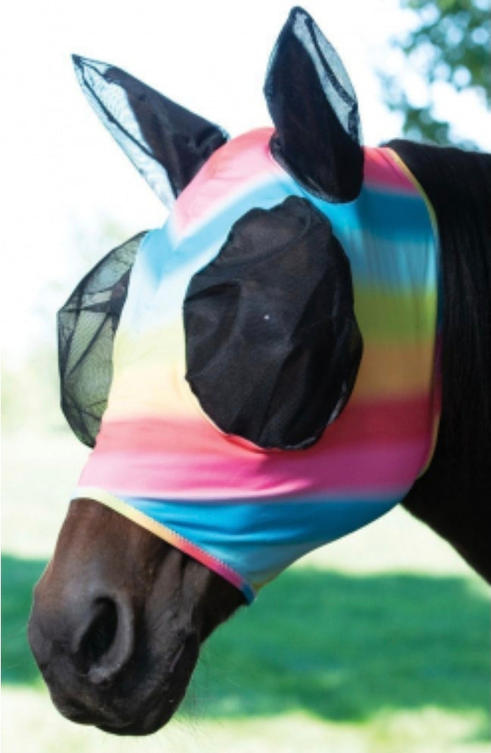 Weaver Rainbow Lycra Fly Mask With Ears